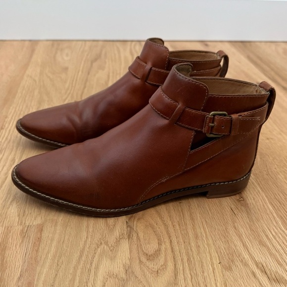 Madewell $218 Hollis Brown Leather Ankle Boot Buckle Strap Nuetral Size 8 - Picture 1 of 15